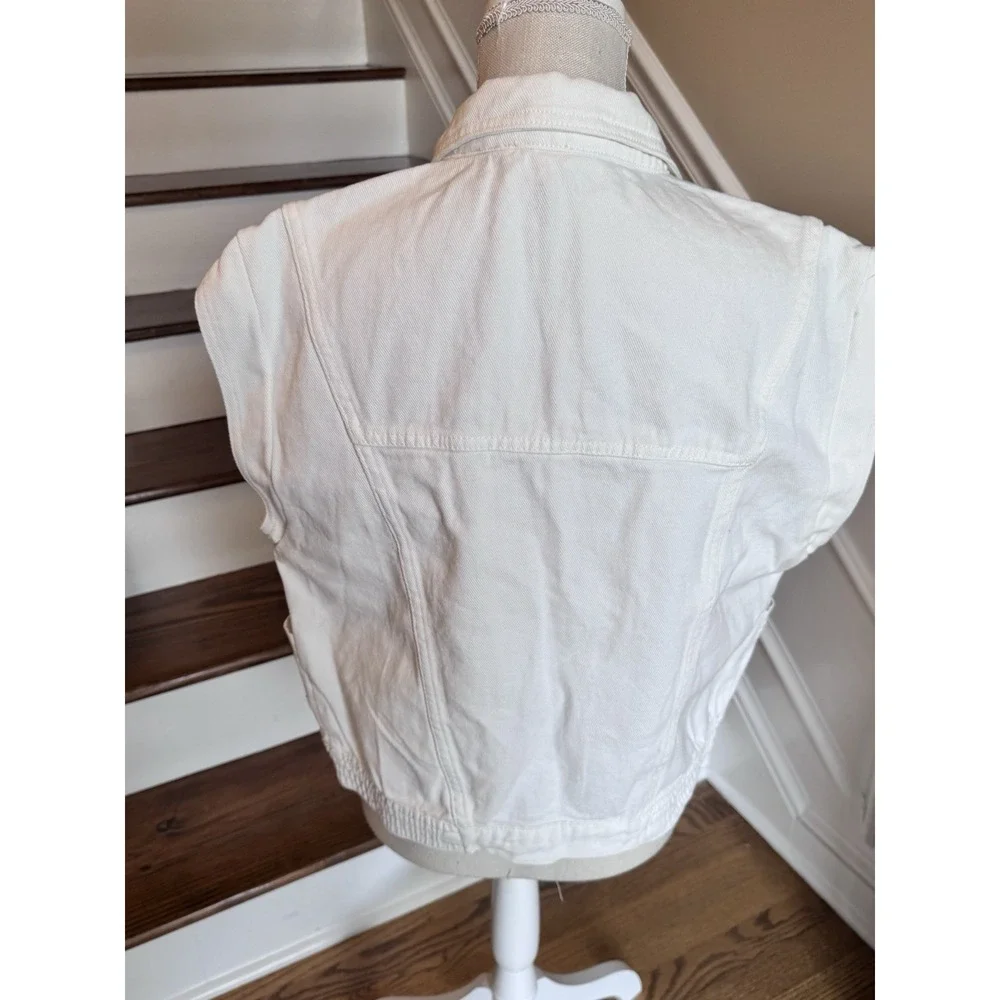 Elan White Wash Denim Jean Button Up Vest‎ NWT Size Medium